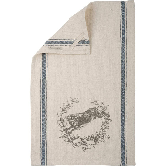 Primitives by Kathy Jumping Rabbit and Floral Crest Kitchen Towel