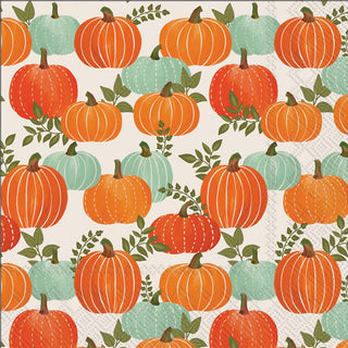 IHR Ideal Home Range Party Napkins Disposable 3-Ply Paper Lunch Napkins, 6.5" x 6.5", U Pick Pumpkins, 20 Count