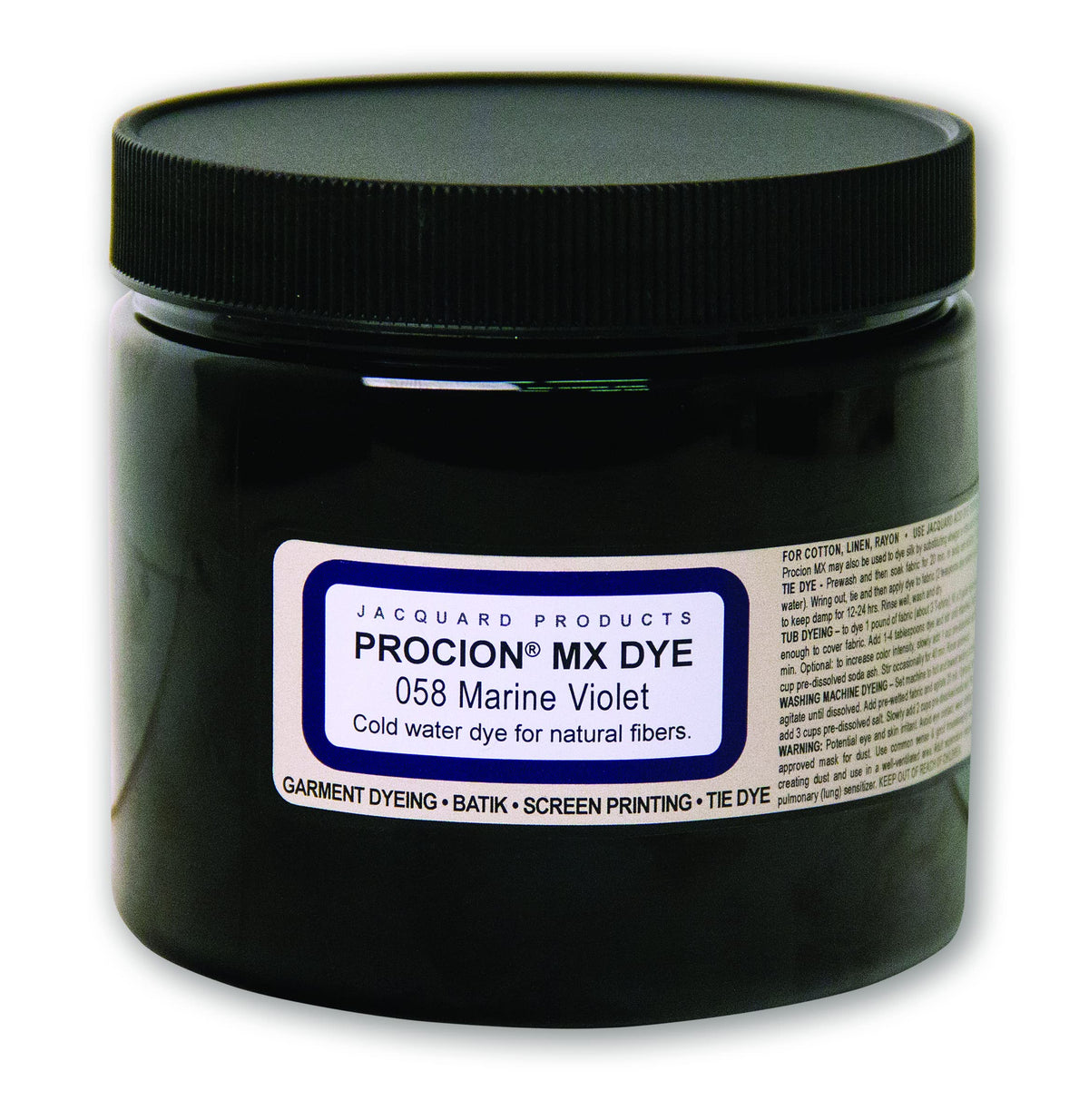 Jacquard Procion Mx Dye - Undisputed King of Tie Dye Powder - Marine Violet - 8oz Net Wt - Cold Water Fiber Reactive Dye Made in USA
