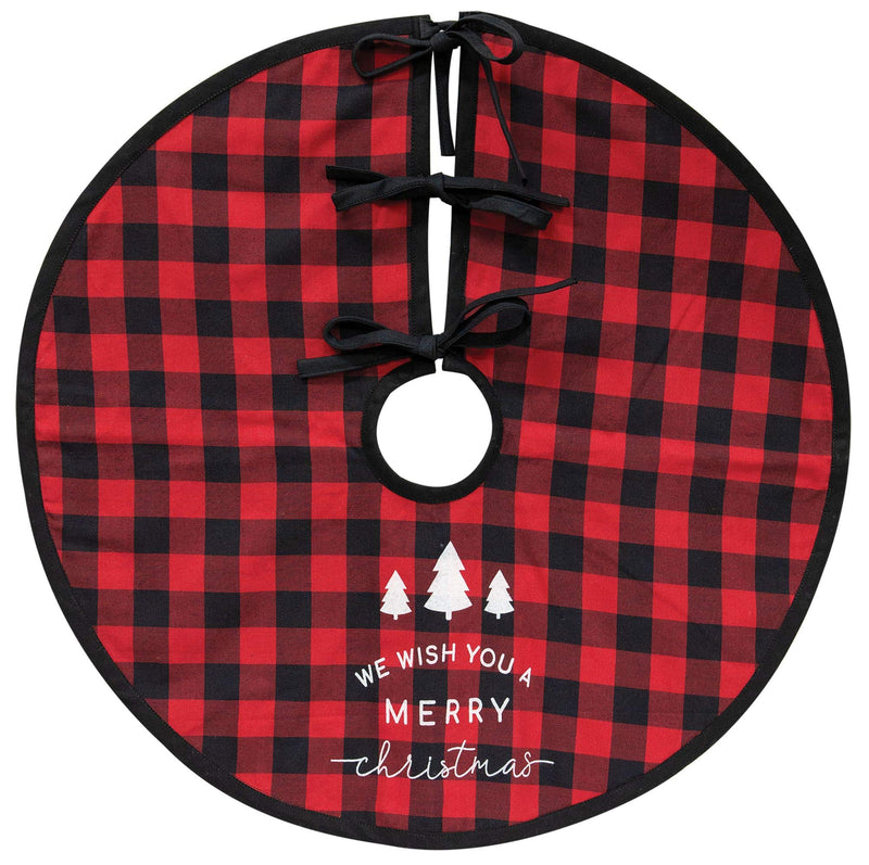 CWI Gifts Red Buffalo Check Merry Christmas Tree Skirt, Multi