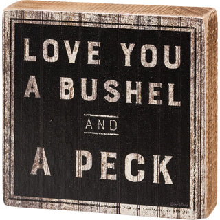Primitives By Kathy 113586 I Love You a Bushel and a Peck Block Sign, 4-inch Square
