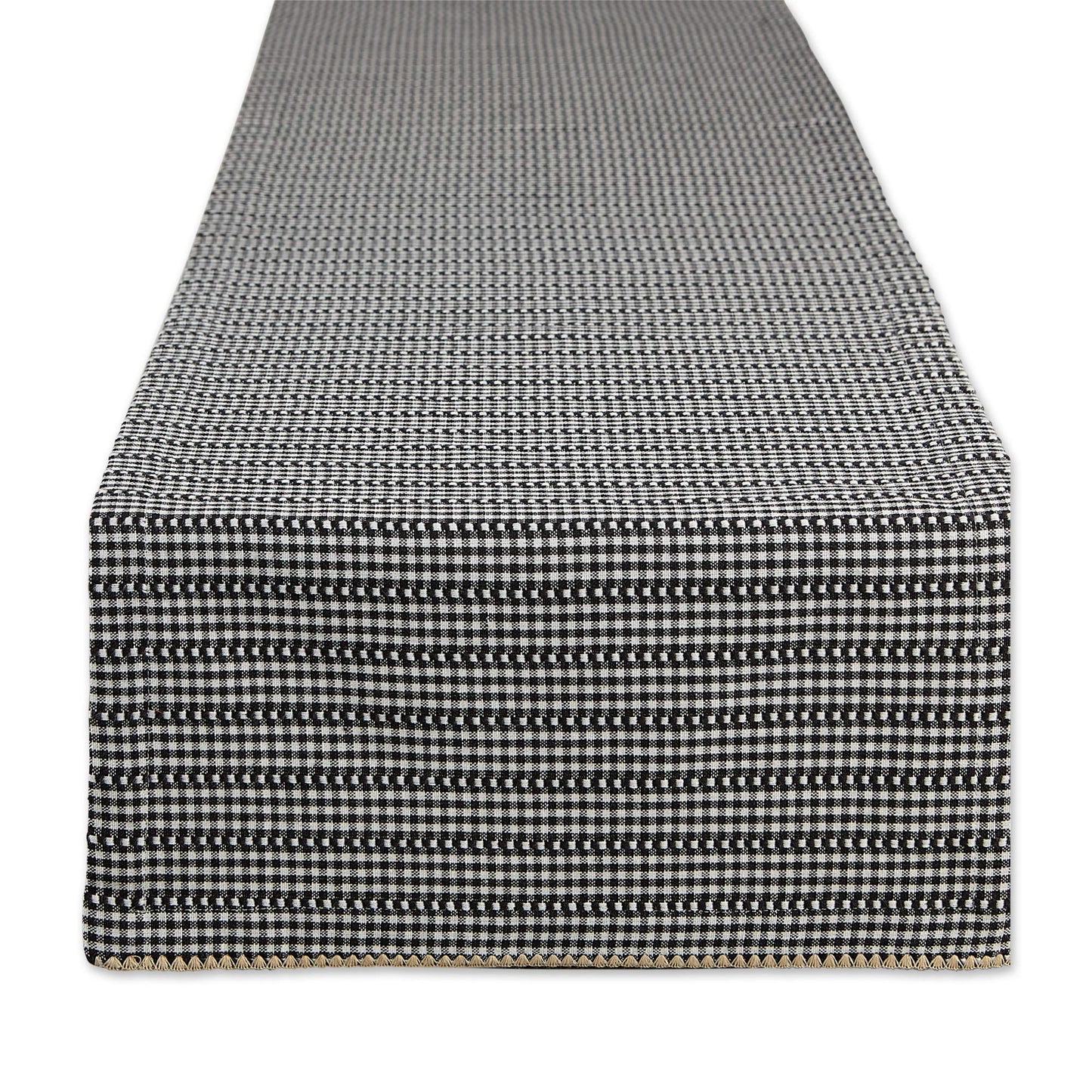DII Farmhouse Gingham, Checked Tabletop Collection, Table Runner, 14x72, Black