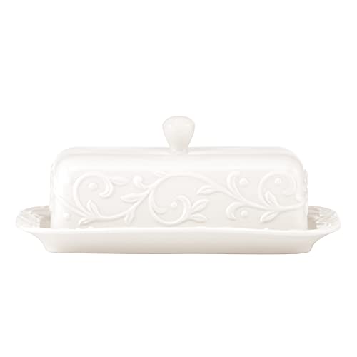 Lenox Opal Innocence Carved Butter Dish, White