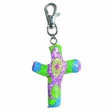 First & Main Comforting Gifts - Hand Held Comforting Clay Cross With Clip - Shaped To Fit Any Hand - Kaleidoscope - 3" Cross