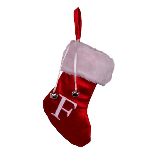 Kurt Adler Red/White Monogrammed F Miniature Stocking