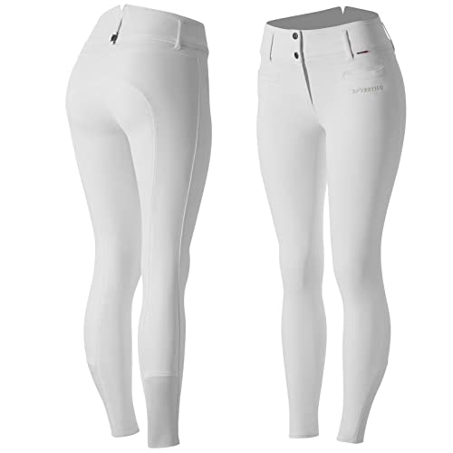 B Vertigo Tiffany Women's Silicone Full Seat Breeches -Bright White - US 30
