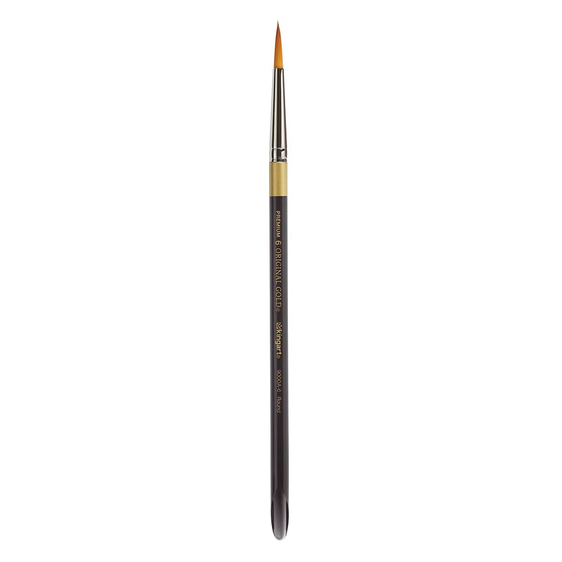 KINGART Premium Original Gold 9000A-6 Round Series Artist Brush, Golden Taklon Synthetic Hair, Short Acrylic Handle, for Acrylic, Watercolor, Oil and Gouache Painting, Size 6