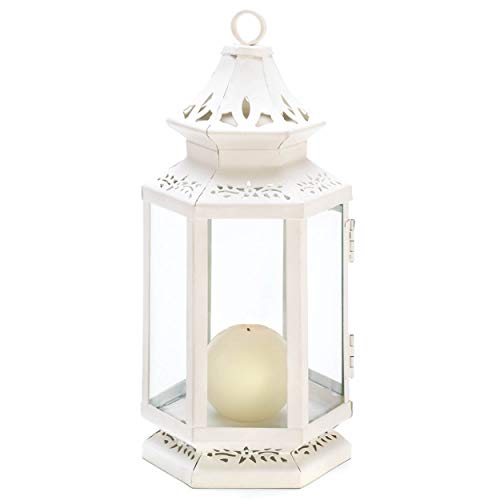 Medium Size Victorian White Candle Lantern Candleholder