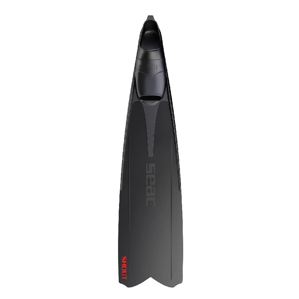 SEAC Shout Adult Long Fins for Scuba Diving, Freediving and Spearfishing, Black, 11-12