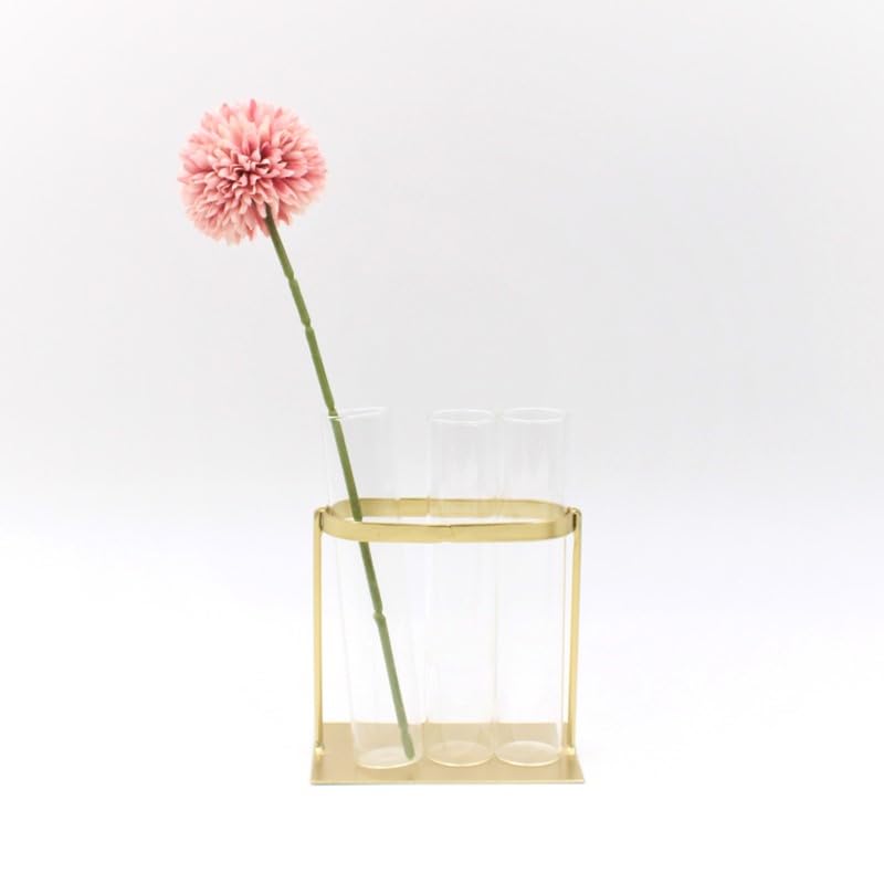 TradeCie Glass Vase in Gold Stand, 4.5-inches Length, Table Decoratives