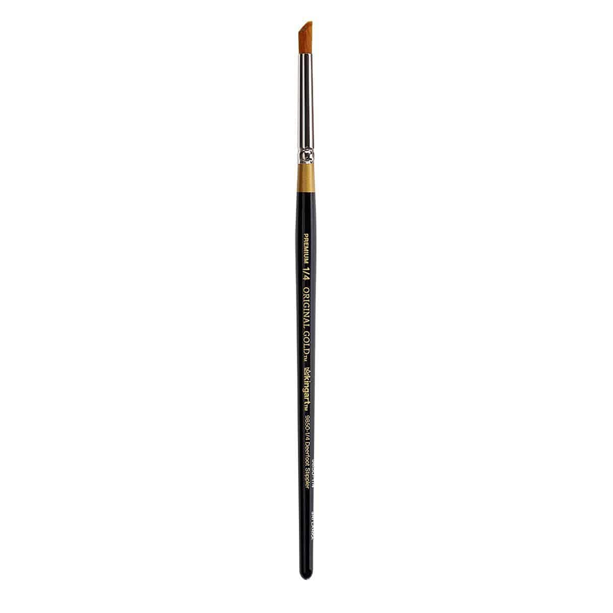 KINGART Original 9850 Series, Golden Taklon Deerfoot Stippler, Size 1/4, Black/Gold