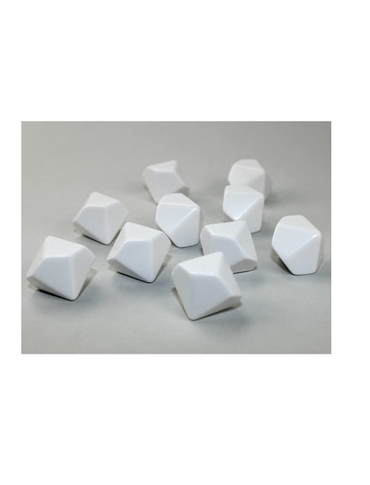 Chessex Customizable White Blank Opaque Polyhedral Dice D10 (10 Sided) 16mm (5/8in) Pack of 10