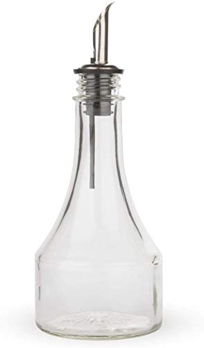 Tablecraft Glass Syrup Bottle with Stainless Steel Pourer - 8 oz