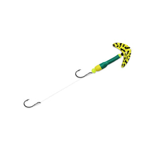 Mack's Lure Fishing Hook, #4 J-Series, Chartreuse Black Tiger/Teal/Yellow