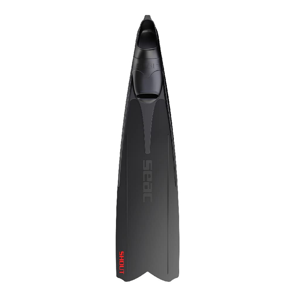 SEAC Shout Adult Long Fins for Scuba Diving, Freediving and Spearfishing, Black, 11-12