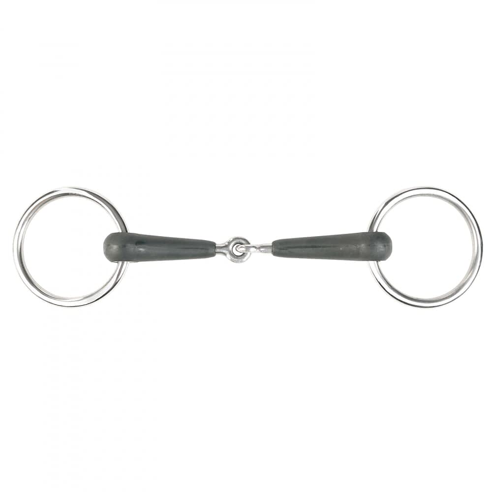 HORZE Rubber Loose Ring Snaffle Bit - Black - 4