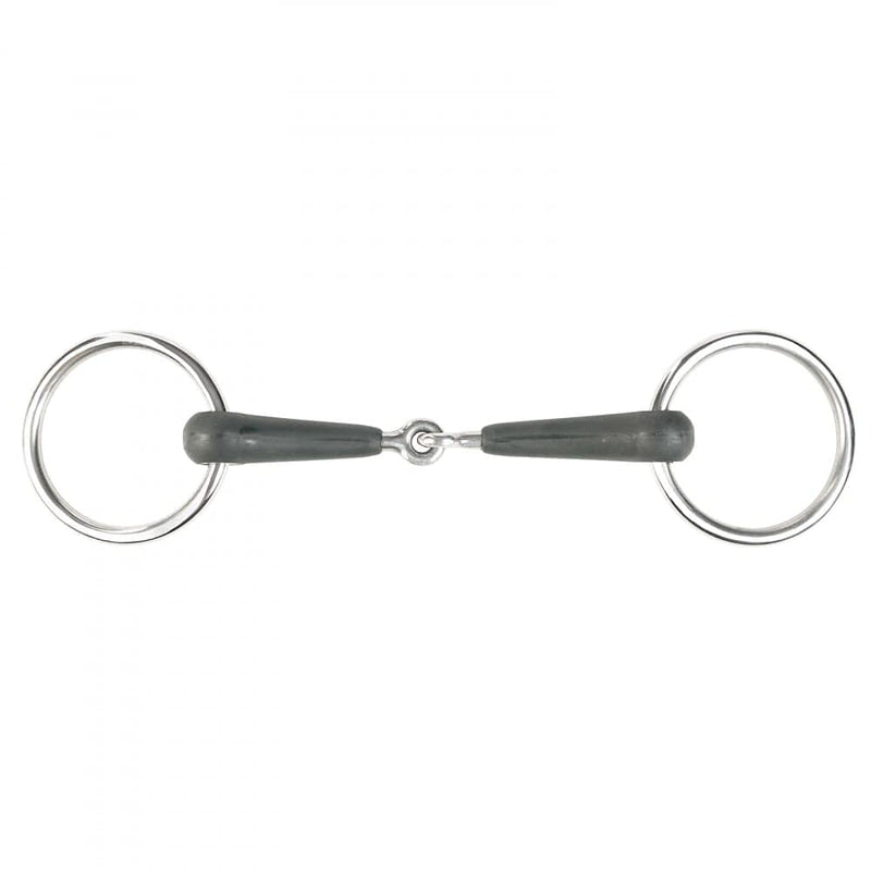 HORZE Rubber Loose Ring Snaffle Bit - Black - 4