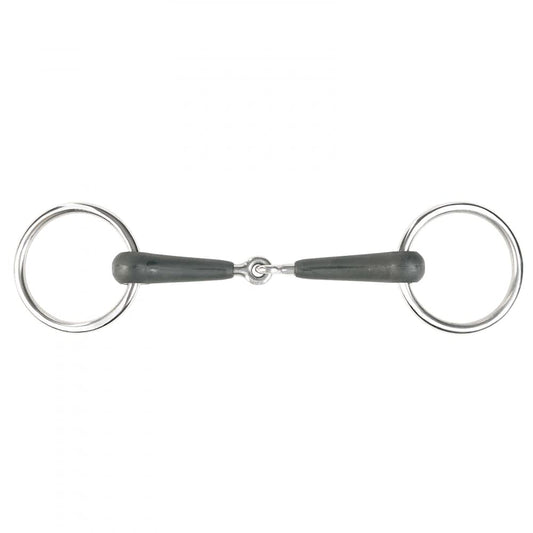 HORZE Rubber Loose Ring Snaffle Bit - Black - 5.25