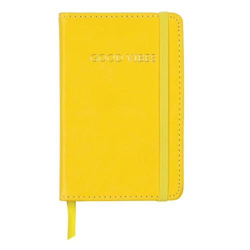 C.R. Gibson Yellow Leatherette "Good Vibes" Small Journal Notebook for Girls, 3.5" W x 5.5" L, 192