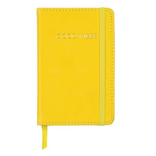 C.R. Gibson Yellow Leatherette "Good Vibes" Small Journal Notebook for Girls, 3.5" W x 5.5" L, 192