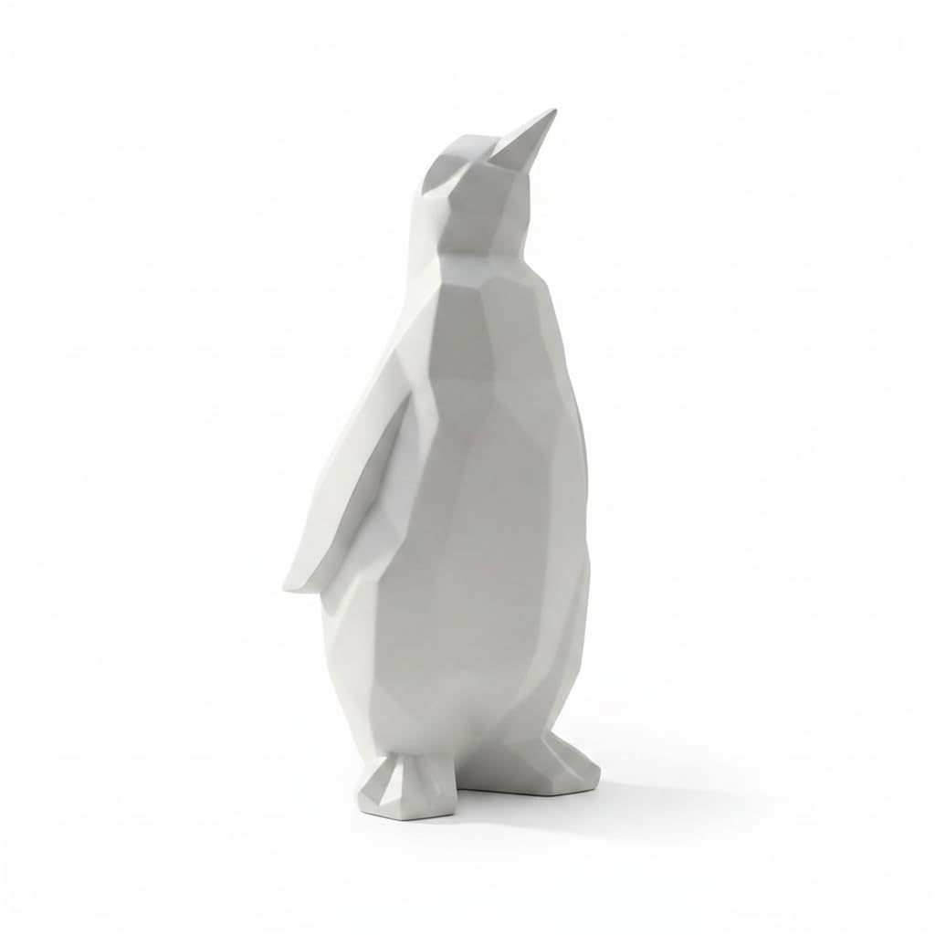 Comfy Hour Farmhouse Home Decor Collection 7" Penguin Tabletop Decorative Figurine, 3D Paper Folding Effect Finish, White, Polyresin (White)
