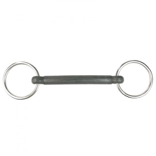 HORZE Rubber Mullen Mouth Loose Ring Snaffle Bit - Black - 4.5