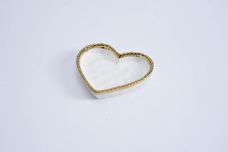 Pampa Bay Love is in the Air Small Porcelain Heart Dish, White with Gold Trim