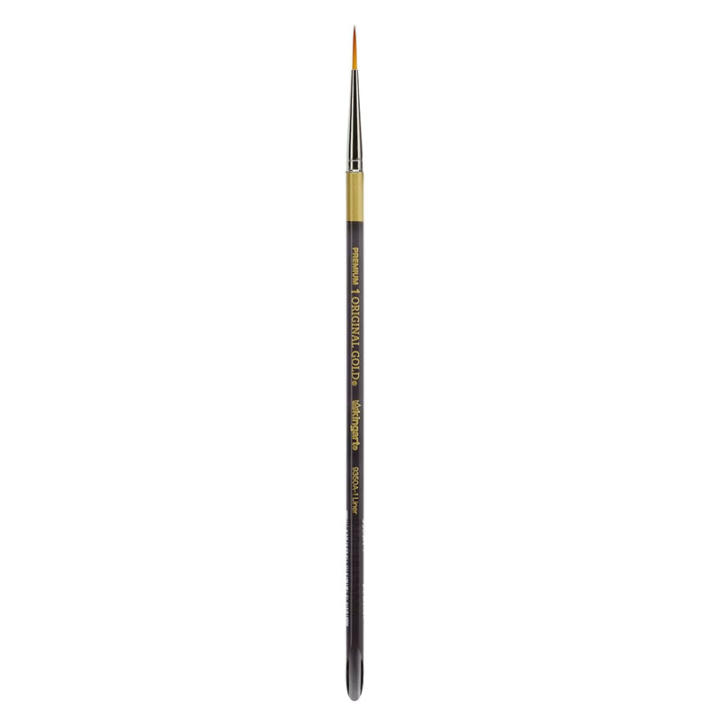 KINGART Premium Original Gold 9350A-1 Liner Series Artist Brush, Golden Taklon Synthetic Hair, Short Acrylic Handle, for Acrylic, Watercolor, Oil and Gouache Painting, Size 1