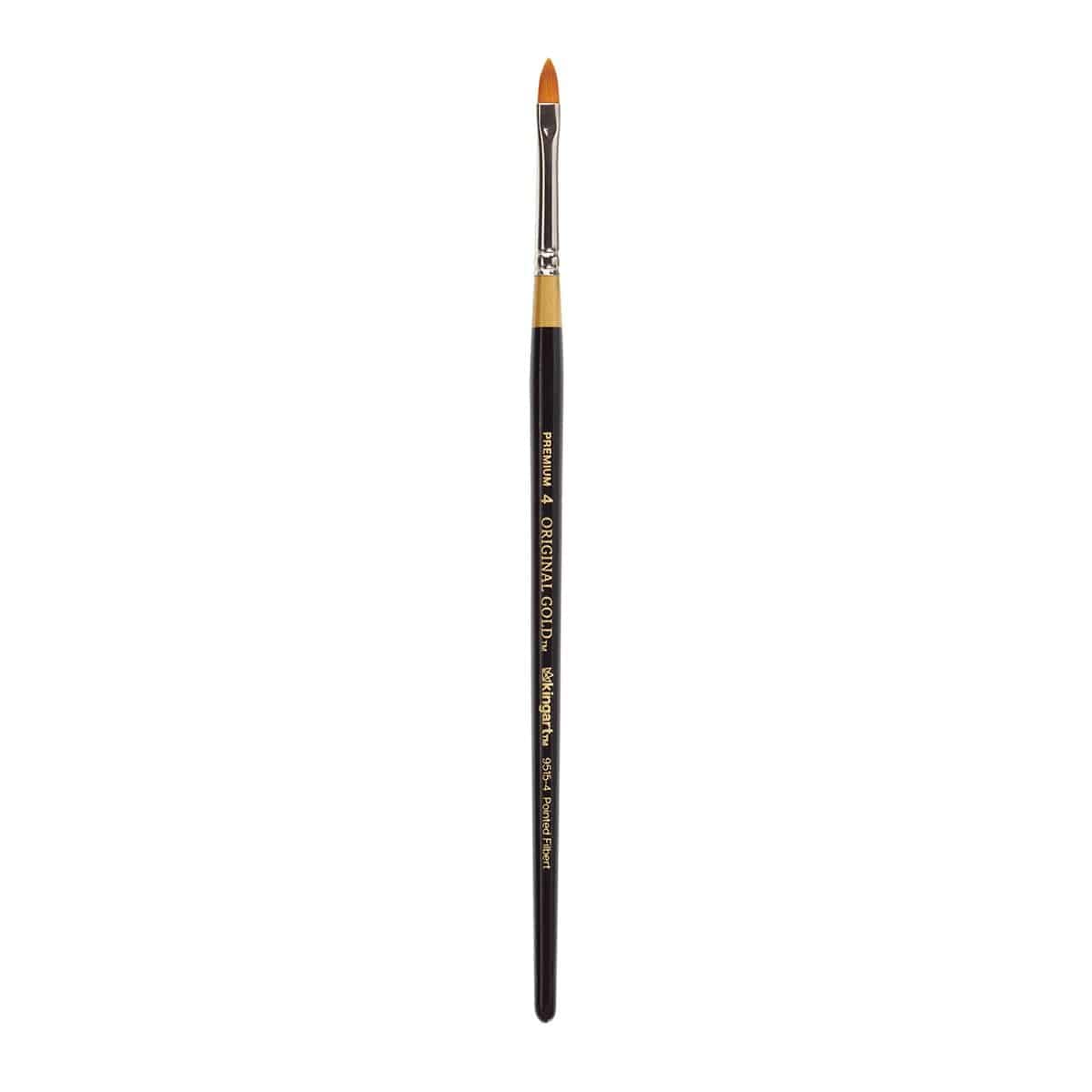 KINGART Original Gold 9515 Series, Golden Taklon Pointed Filbert (4)