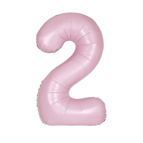 Matte Lovely Pink Number "2" Shaped Foil Balloon - 34", 1 Piece - Perfect for Celebrations