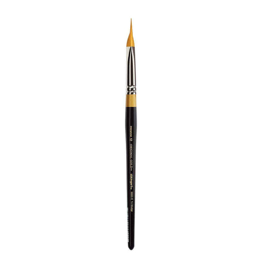 KINGART Original 9900 Series, Size 12 Golden Taklon Tri Wedge Brush, Black/Gold