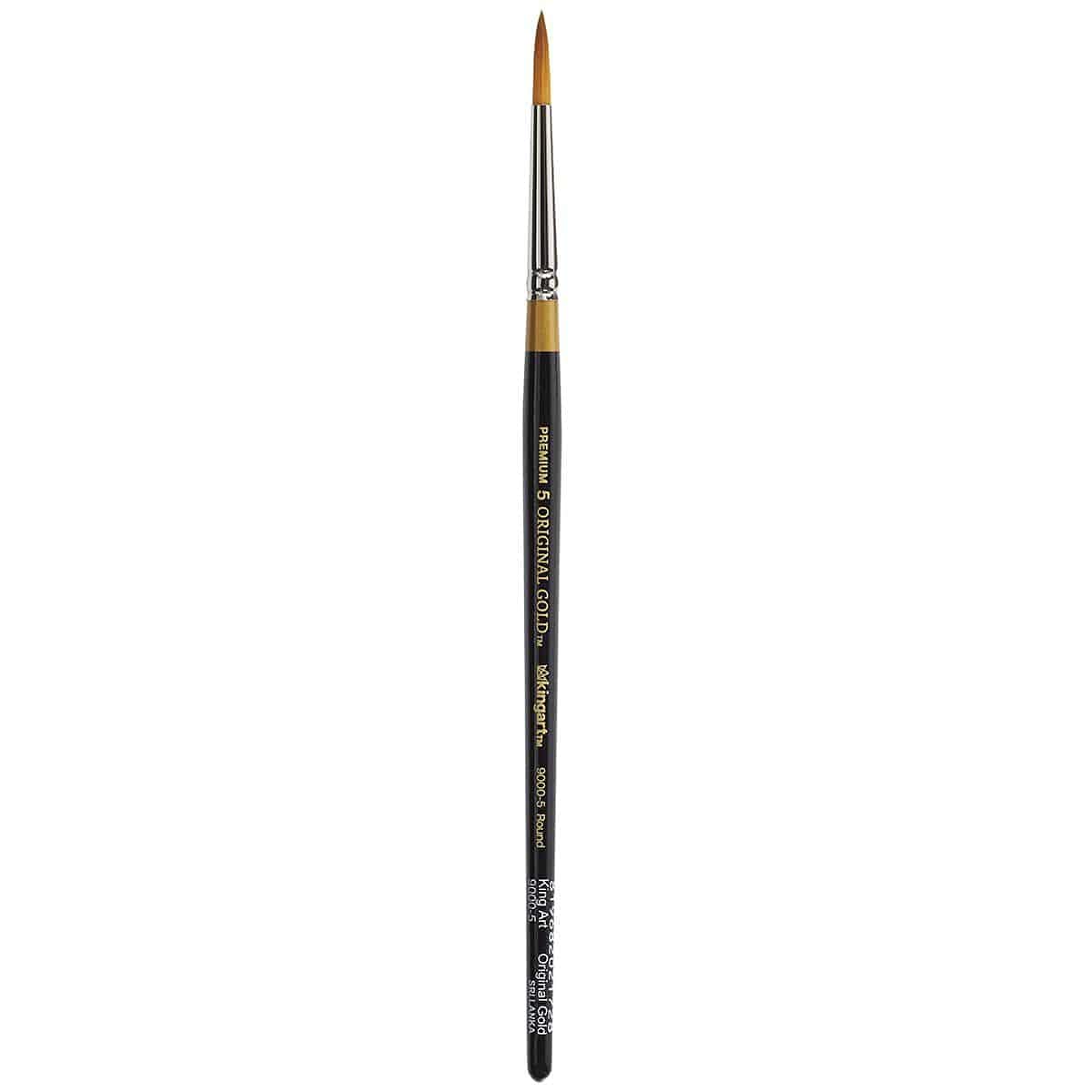 KINGART Original , Premium Artist Brush, Golden TAKLON Round-Size: 5, 5, Black/Gold