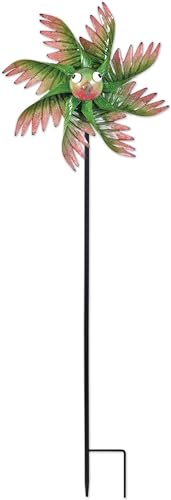 Sunset Vista Design Wind Spinners - Garden Décor 3-Dimensional Spinning Tailfeathers Yard Stake, 42-Inch, Green Bird