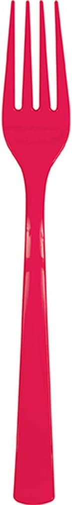 Unique Industries 39485 Ruby Red Solid Plastic Forks, 18 Count