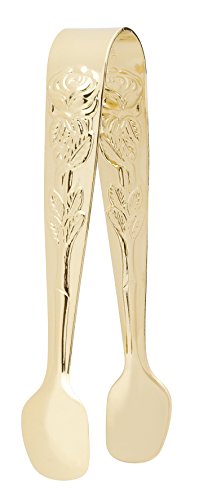 HIC Rose Sugar Tong, Gold-Plated Japanese Stainless Steel, 4-Inch