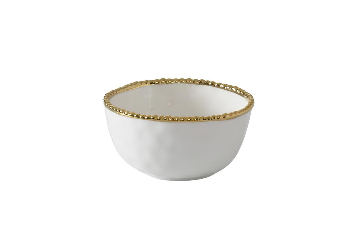 Pampa Bay Dishware Bowl, 8.5 inch, White with Gold Beading