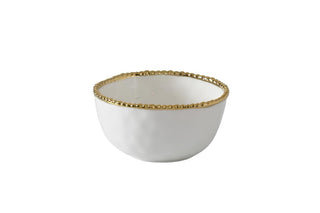 Pampa Bay Dishware Bowl, 8.5 inch, White with Gold Beading