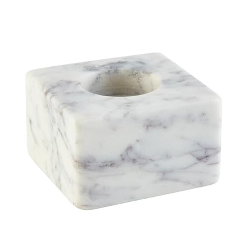 47th &amp; Main Modern Marble Tealight Candleholder, 3&quot; Square, Grey