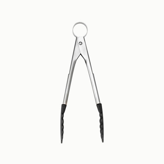 Browne & Co Cuisipro Stainless Steel Silicone Mini Tongs, 7", Black