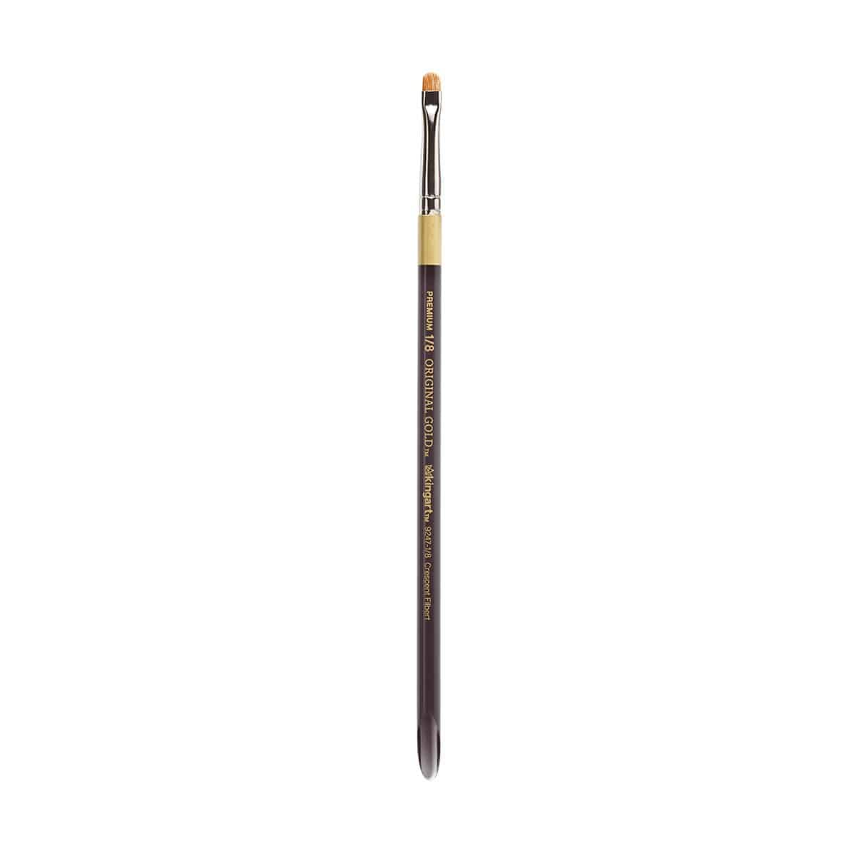 KINGART Original Gold Specialty 9247 Series, Crescent Filbert Blender Artist Brush, Golden Taklon & White Bristle Blend, Acrylic Handle (1/8)