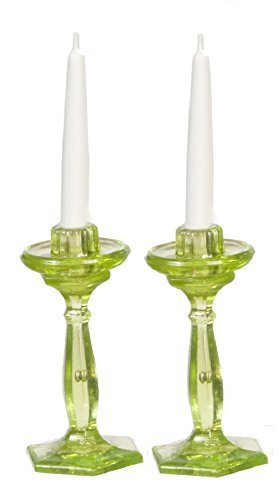Melody Jane Dollhouse Green Candlesticks Chrysnbon Miniature Dining Accessory
