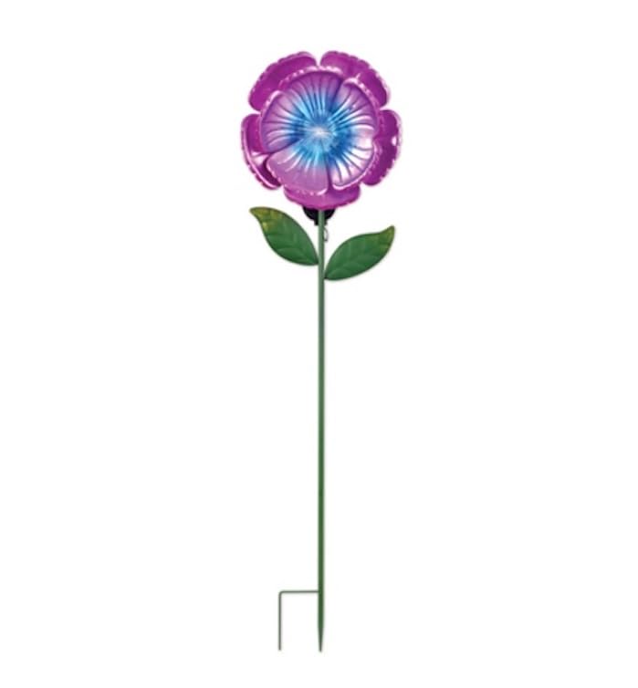 Sunset Vista Design Solar Garden Stakes - Fiber Optic Poppy Decorative Garden Stake with Sensor, 36-Inch Tall, Magenta