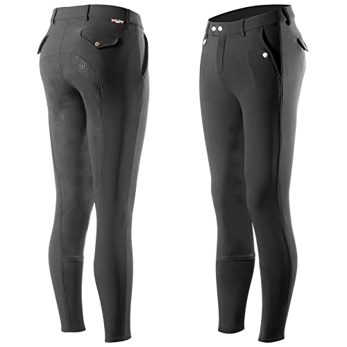 HORZE Mens Grand Prix Silicone Grip Full Seat Breeches - Black - Ms 36