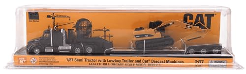 Diecast Masters | 1:87 Scale Kenworth T880s SBFS 40in-Sleeper Tandem Tractor with Lowboy Trailer and Cat 320D L Hydraulic Excavator | Model 84420