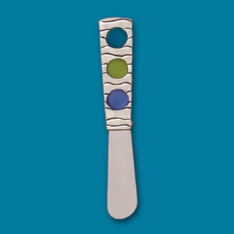 Basic Spirit Butter Spreader Knife Waves Seaglass Pate, Blue and Green, 4.5 Inch Length, Lead Free Pewter, Soft Cheese Kitchen Gadgets, Home Decorative Gift