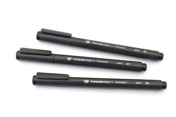 Yasutomo Pen Permawriter, Set of 3, Black, Extra Fine, Medium And Large