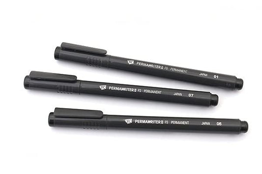 Yasutomo Pen Permawriter, Set of 3, Black, Extra Fine, Medium And Large
