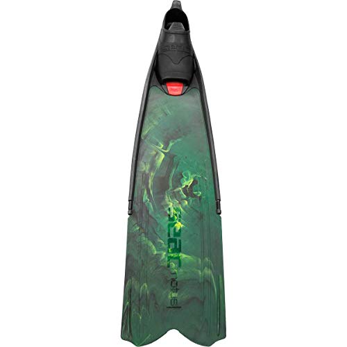 SEAC Motus Fins for Spearfishing and Freediving, Green Camo, 9.5-10
