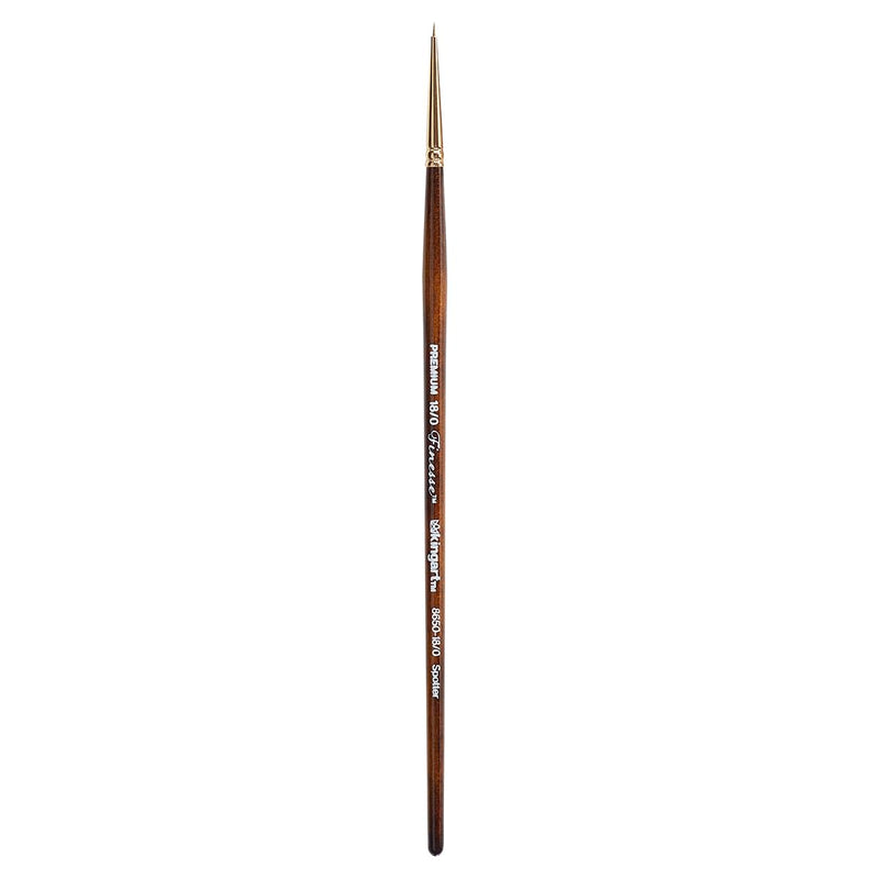 KINGART Premium Finesse 8650-18/0 Spotter Series Artist Brush, Synthetic Kolinsky Sable Hair, Short Handle, for Watercolor and Oil Paints, Size 18/0