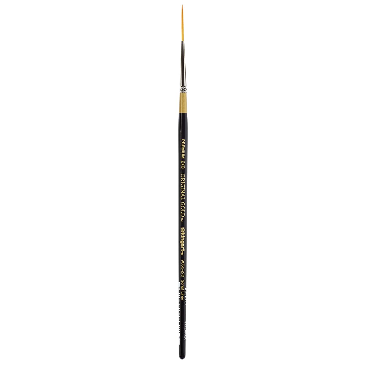 KINGART Premium Original Gold 9050-2/0 Script Liner Series Artist Brush, Golden Taklon Synthetic Hair, Short Handle, for Acrylic, Watercolor, Oil and Gouache Painting, Size 2/0